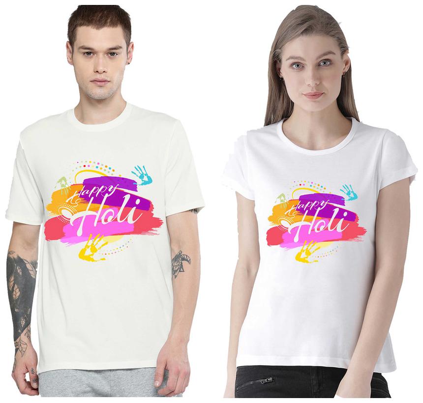 Freely Couple Half-Sleeve Poly-Cotton Printed White Color T-Shirts - Pack of 2 (HOLI EDITION)
Freely Couple Half-Sleeve Poly-Cotton Printed White Color T-Shirts - Pack of 2 (HOLI EDITION)