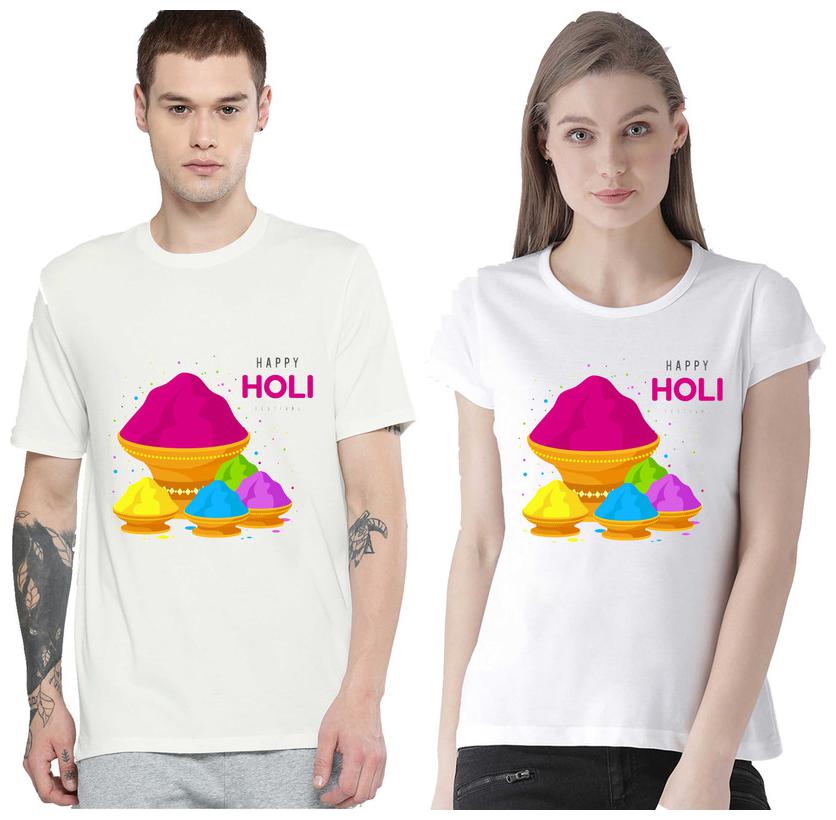 Freely Couple Half-Sleeve Cotton White Printed T-Shirts - Pack of 2 (HOLI EDITION)
Freely Couple Half-Sleeve Cotton White Printed T-Shirts - Pack of 2 (HOLI EDITION)