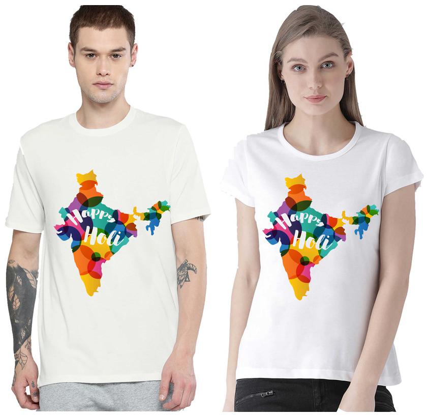 Freely Couple Half-Sleeve Cotton White Printed T-Shirts - Pack of 2 (HOLI EDITION)
Freely Couple Half-Sleeve Cotton White Printed T-Shirts - Pack of 2 (HOLI EDITION)