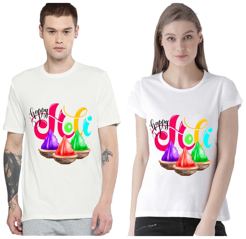Freely Couple Half-Sleeve Cotton White Printed T-Shirts - Pack of 2 (HOLI EDITION)
Freely Couple Half-Sleeve Cotton White Printed T-Shirts - Pack of 2 (HOLI EDITION)