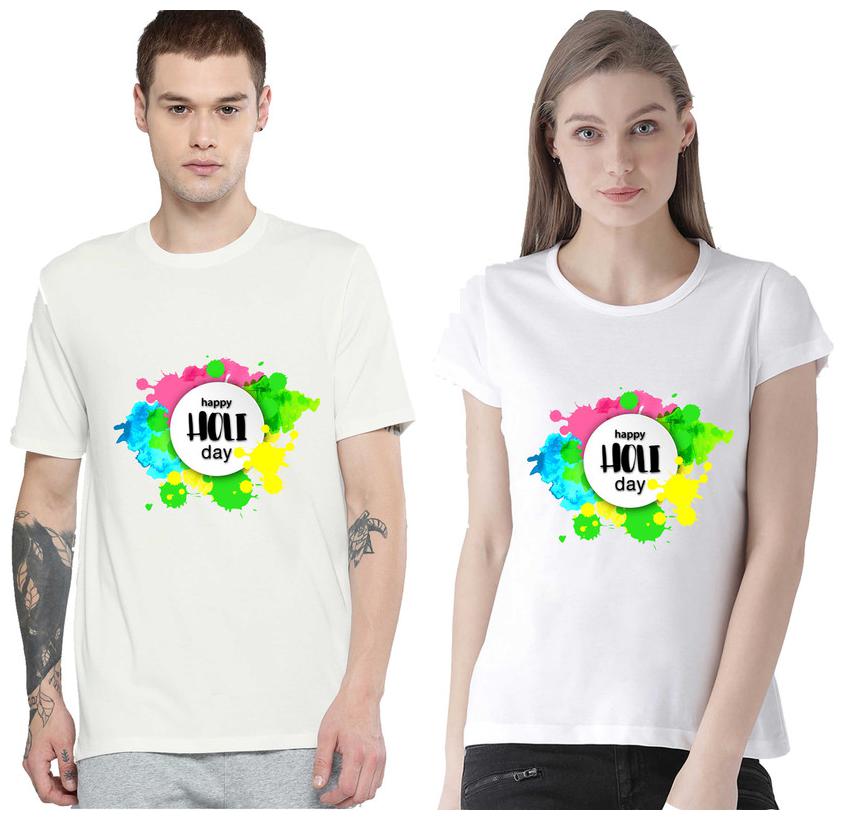 Freely Couple Half-Sleeve Poly-Cotton Printed White Color T-Shirts - Pack of 2 (HOLI EDITION)
Freely Couple Half-Sleeve Poly-Cotton Printed White Color T-Shirts - Pack of 2 (HOLI EDITION)