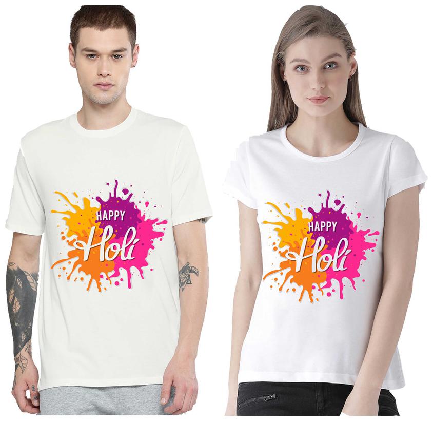 Freely Couple Half-Sleeve Cotton White Printed T-Shirts - Pack of 2 (HOLI EDITION)
Freely Couple Half-Sleeve Cotton White Printed T-Shirts - Pack of 2 (HOLI EDITION)