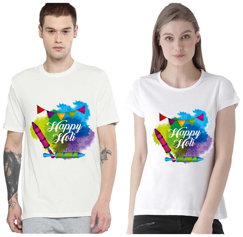 Freely Couple Half-Sleeve Cotton White Printed T-Shirts - Pack of 2 (HOLI EDITION)
Freely Couple Half-Sleeve Cotton White Printed T-Shirts - Pack of 2 (HOLI EDITION)