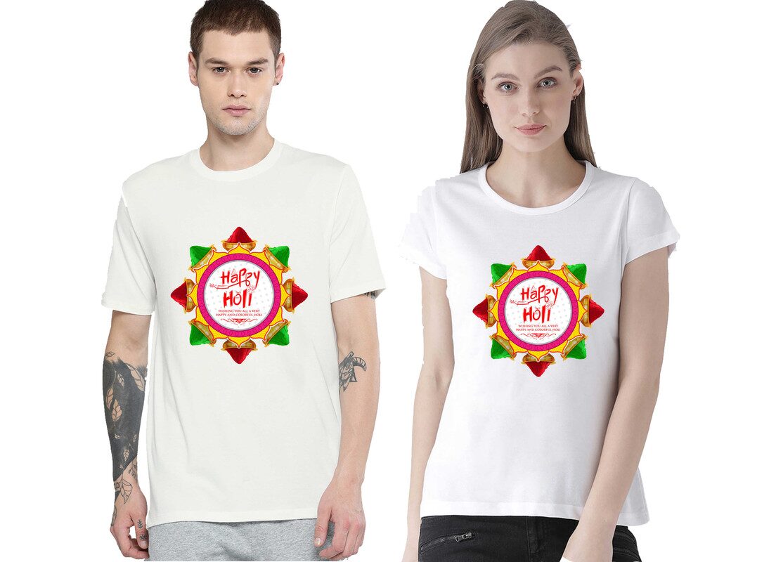 Freely Couple Half-Sleeve Cotton White Color Printed T-Shirts - Pack Of 2 (Holi Edition)
Freely Couple Half-Sleeve Cotton White Color Printed T-Shirts - Pack Of 2 (Holi Edition)