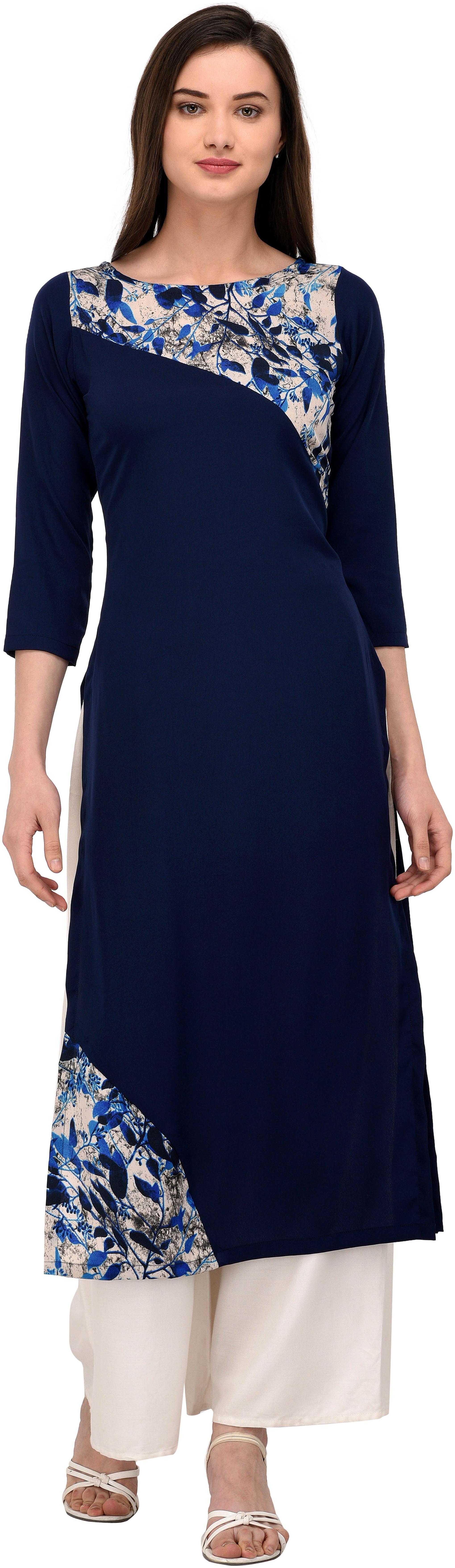 Glampunch Women Navyblue crepe Straight kurti
Glampunch Women Navyblue crepe Straight kurti
