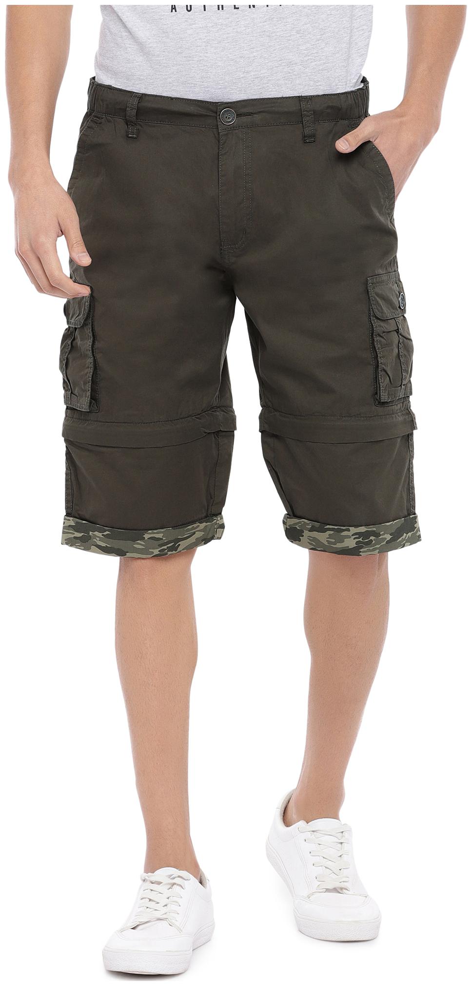 Globus Men Green Slim Fit Cargo Shorts