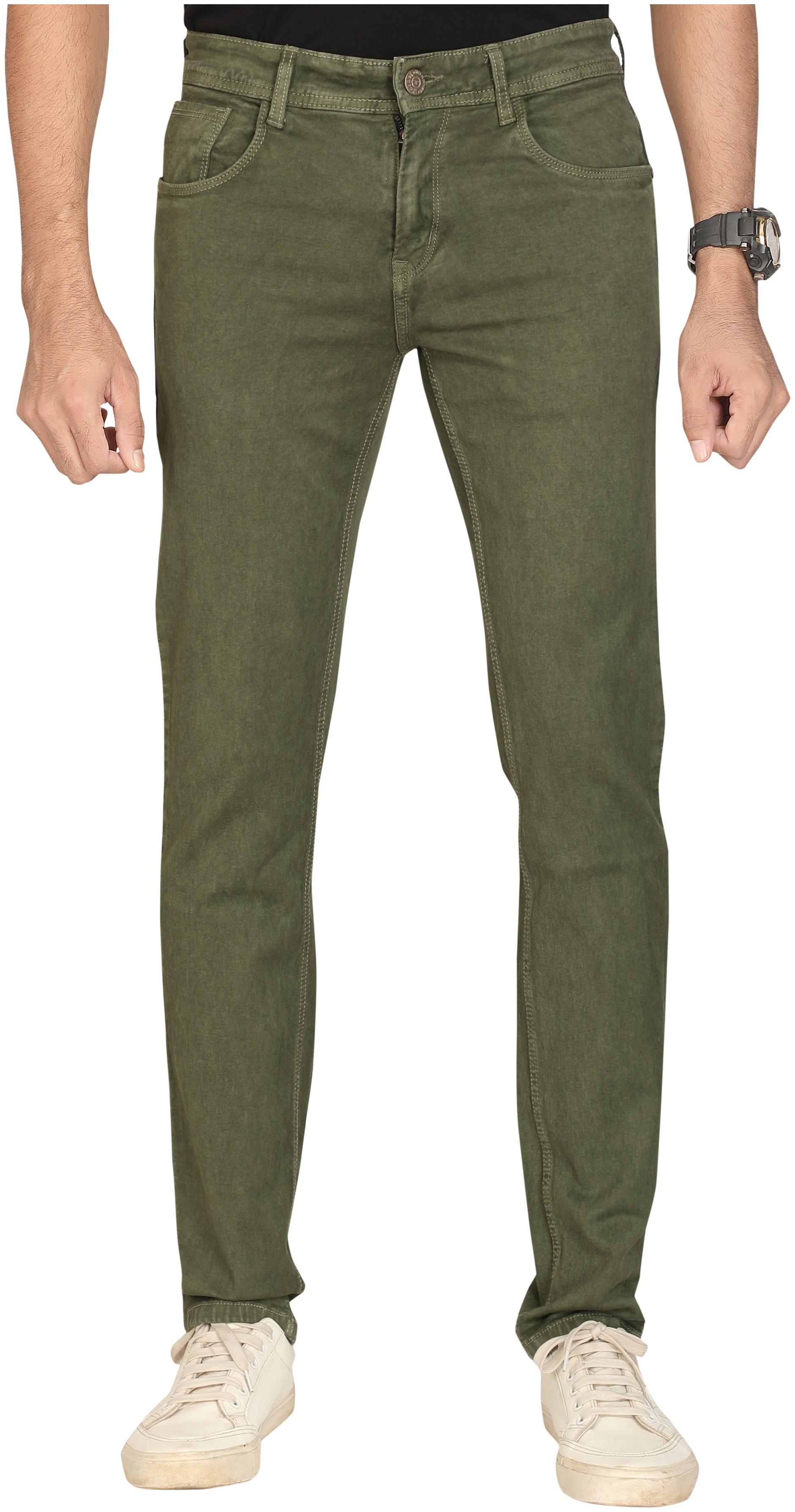 HJ HASASI Men Green Slim Fit Jeans