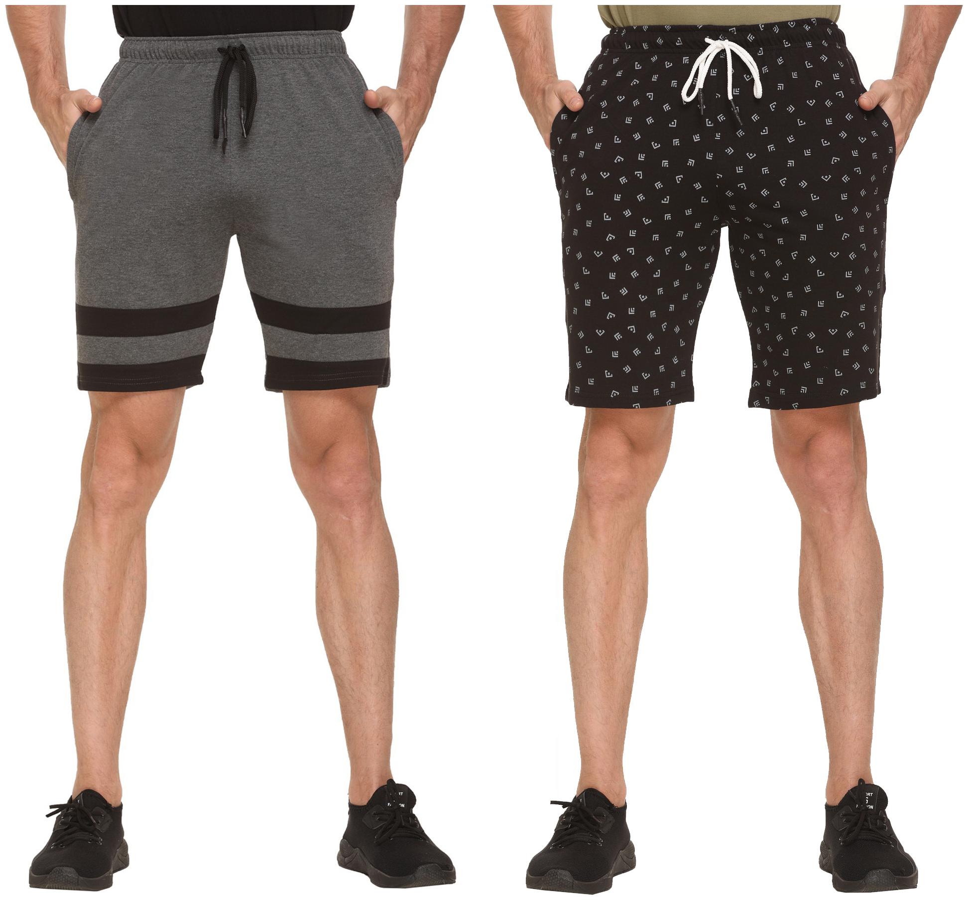 HVBK Men Black Grey Regular Fit Regular Shorts 
HVBK Men Black Grey Regular Fit Regular Shorts