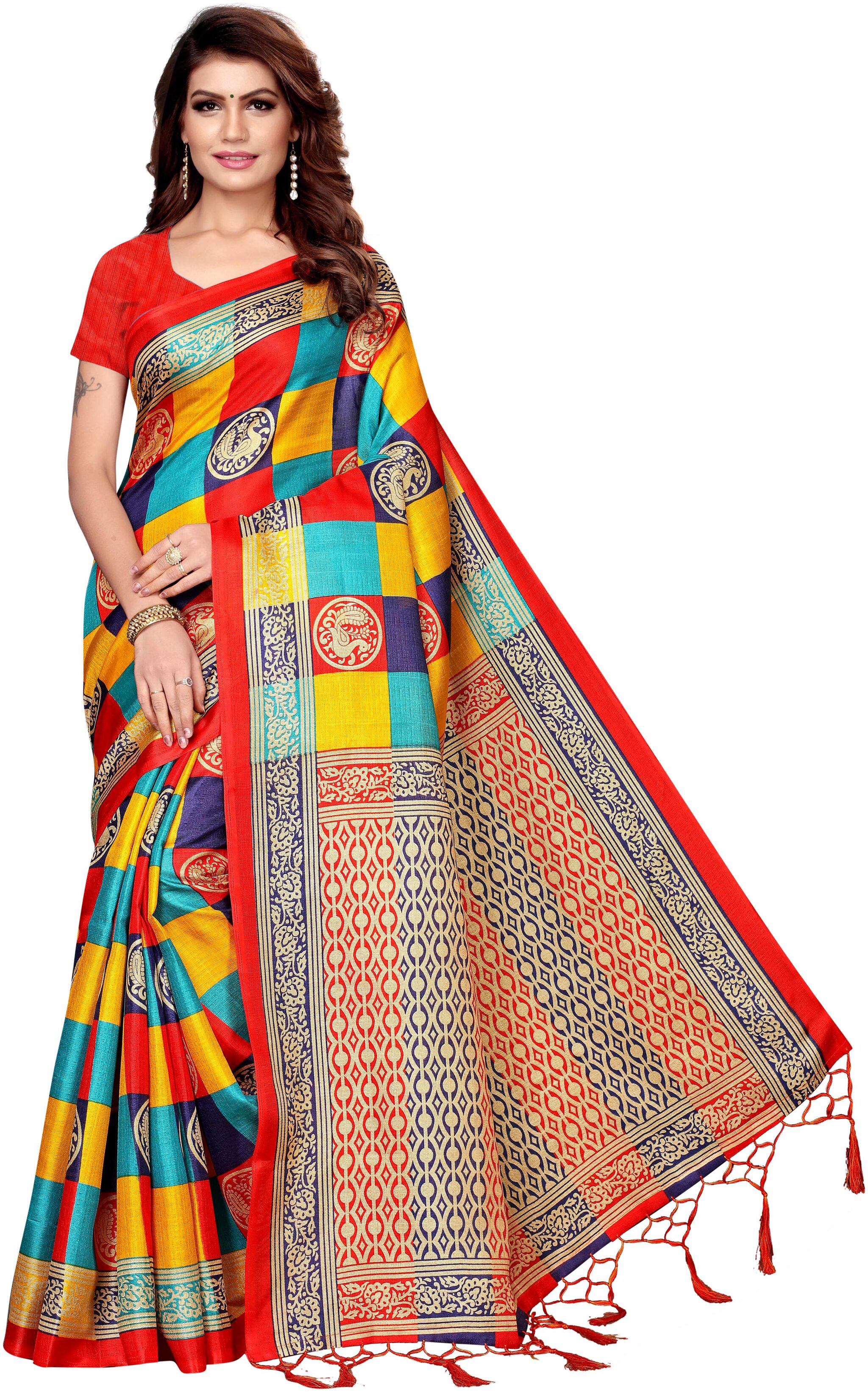 Indian Beauty Womens Red Color Kalamkari Silk Printed Saree Border Tassels With Blouse pcs(CHECKS MOR RED Free Size)
Indian Beauty Womens Red Color Kalamkari Silk Printed Saree Border Tassels With Blouse pcs(CHECKS MOR RED Free Size)