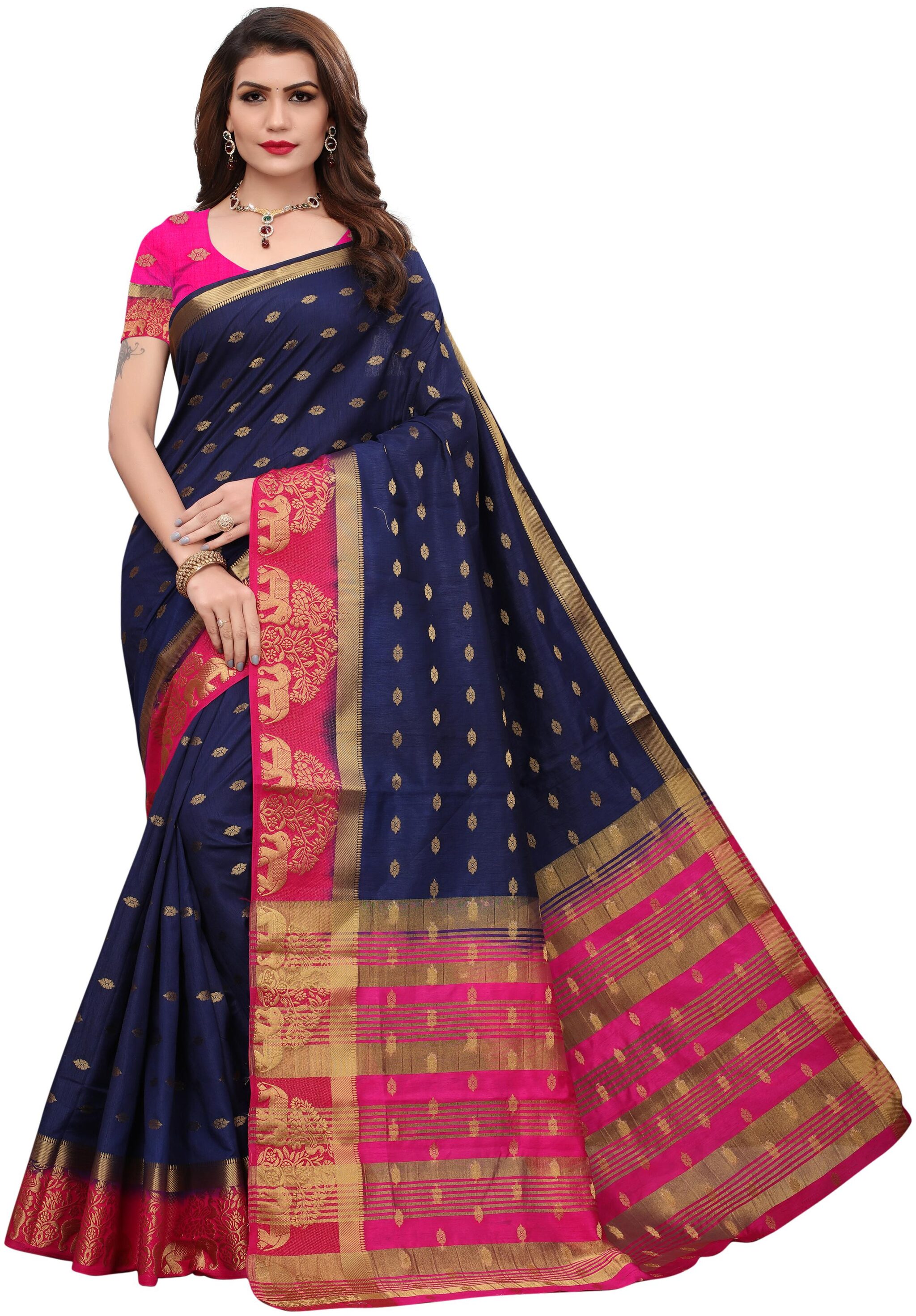 Indian Beauty Women Blue Color Kanjivaram Silk Jecqured Border Saree With Blouse Piece
Indian Beauty Women Blue Color Kanjivaram Silk Jecqured Border Saree With Blouse Piece