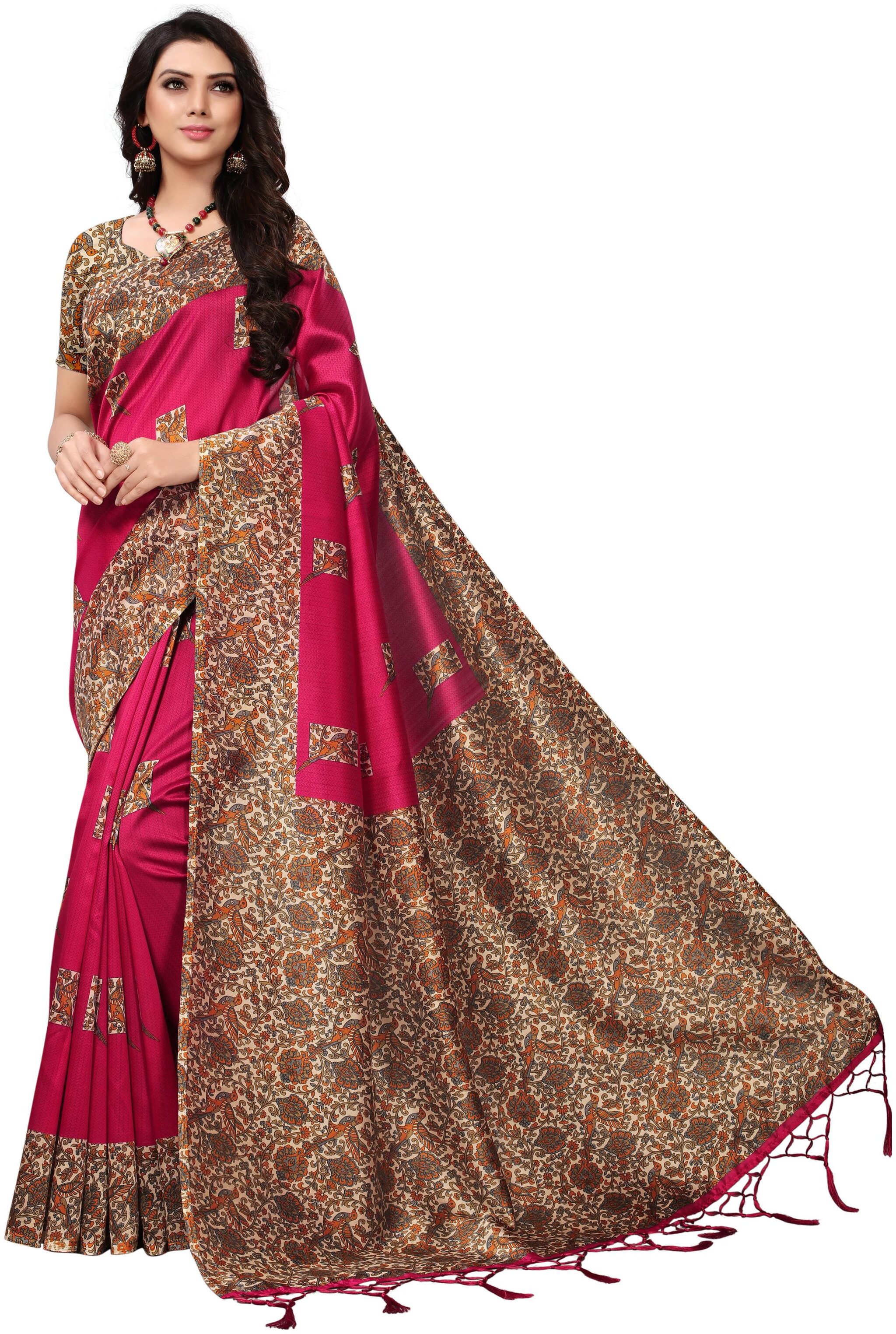 Indian Beauty Women s Pink Color Mysore Silk With Tessals Printed Saree With Blouse
Indian Beauty Women s Pink Color Mysore Silk With Tessals Printed Saree With Blouse