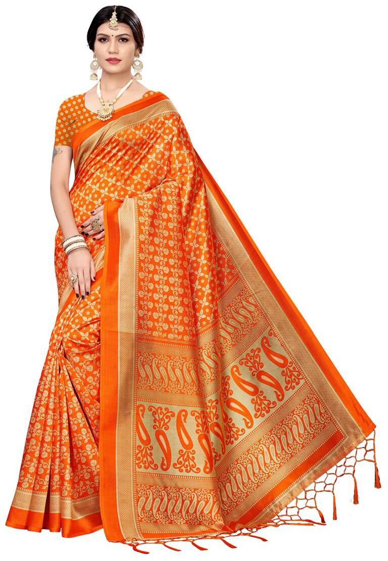 Indian Beauty Women Orange Color Mysore Silk Saree Border Tassels With Blouse Piece
Indian Beauty Women Orange Color Mysore Silk Saree Border Tassels With Blouse Piece
