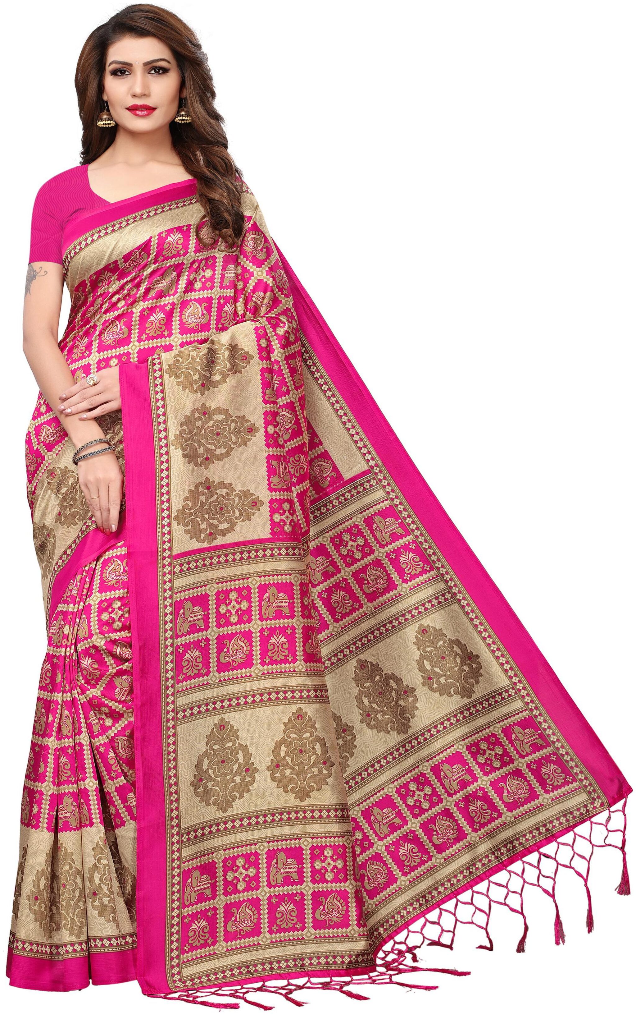 Indian Beauty Women s Orange Color Mysore Silk Tassels Border Ethnic Printed Saree With Blouse Piece
Indian Beauty Women s Orange Color Mysore Silk Tassels Border Ethnic Printed Saree With Blouse Piece