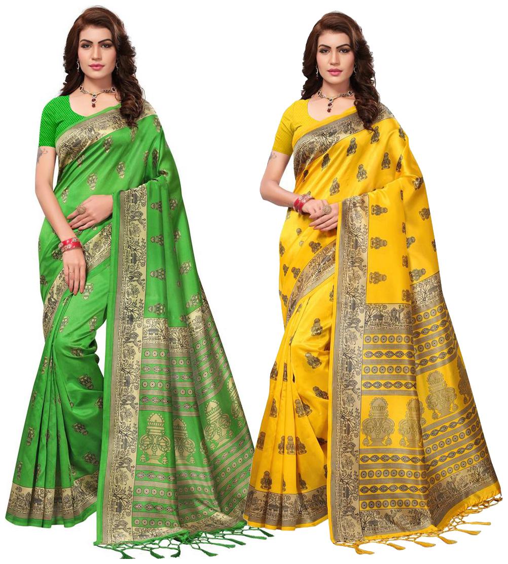 Indian Beauty Women s Multi Color Mysore Silk With Jhalar Saree With Blouse Piece (Pack Of 2) Sarees
Indian Beauty Women s Multi Color Mysore Silk With Jhalar Saree With Blouse Piece (Pack Of 2) Sarees