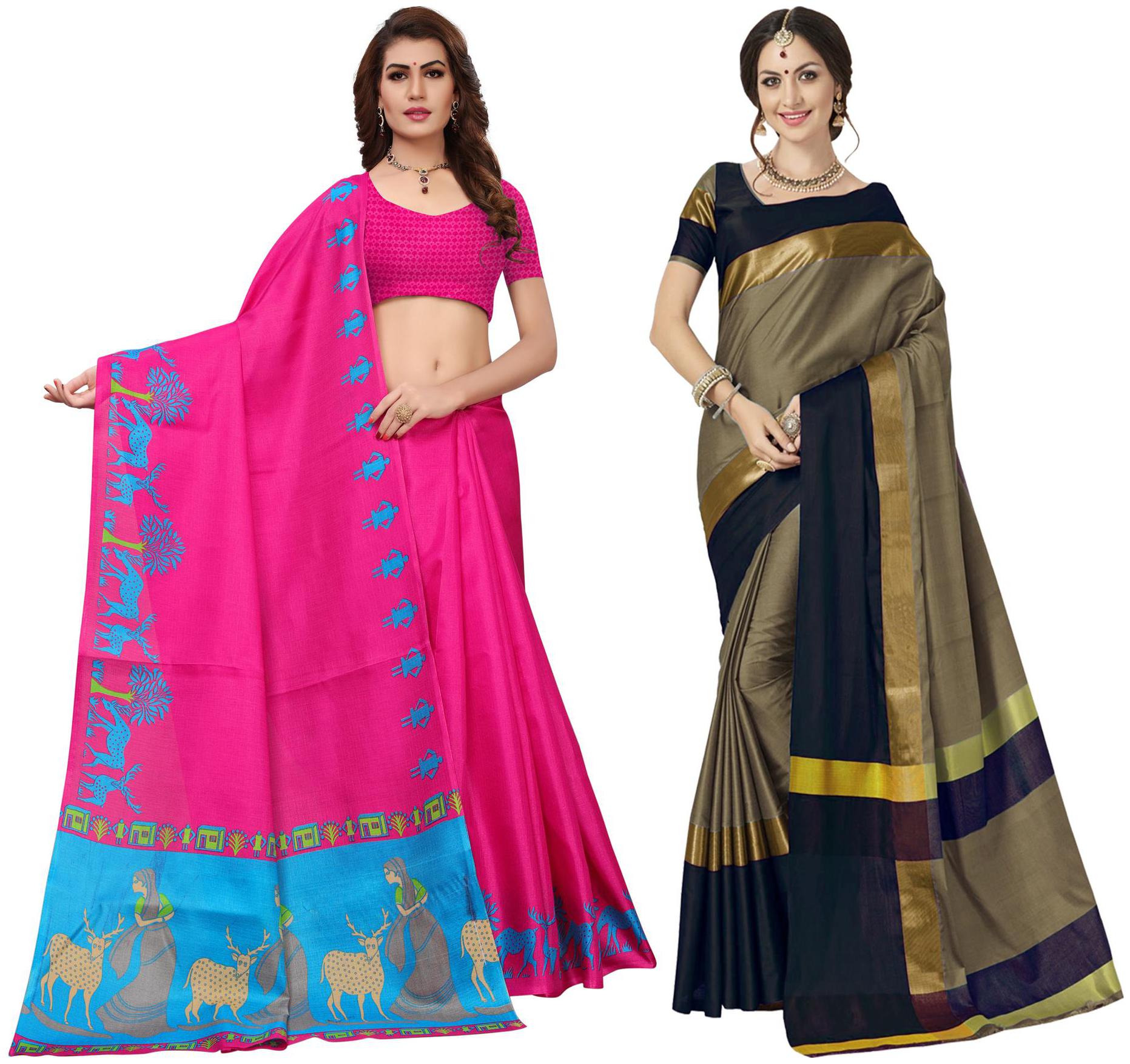 Indian Beauty Women s Multi Color Art Cotton Blend Silk Printed Saree With Blouse Piece (Pack of 2 Multi Color Free Size)
Indian Beauty Women s Multi Color Art Cotton Blend Silk Printed Saree With Blouse Piece (Pack of 2 Multi Color Free Size)