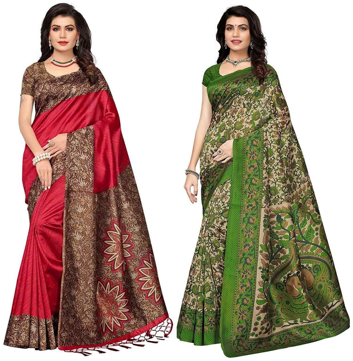 Indian Beauty Women s Red Green Color Art Silk Saree (Pack of 2) With Blouse Piece
Indian Beauty Women s Red Green Color Art Silk Saree (Pack of 2) With Blouse Piece