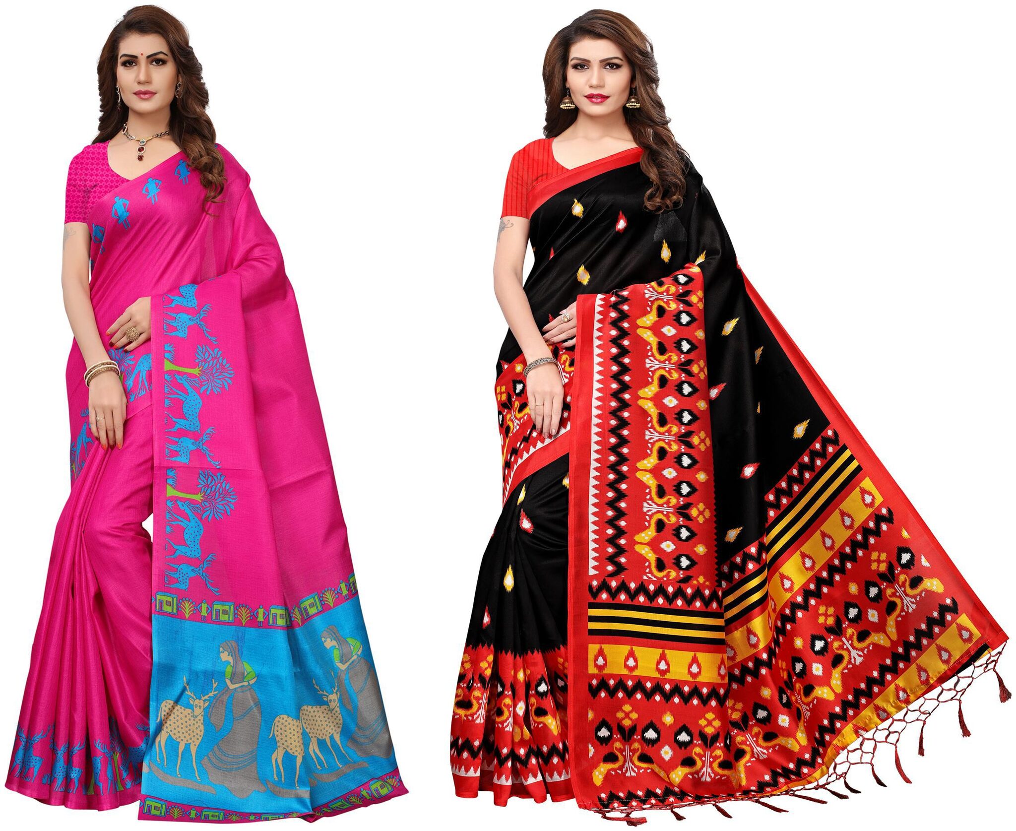 Indian Beauty Women s Multi Color Art Cotton Blend Silk Printed Saree With Blouse Piece (Pack of 2 Multi Color Free Size)
Indian Beauty Women s Multi Color Art Cotton Blend Silk Printed Saree With Blouse Piece (Pack of 2 Multi Color Free Size)