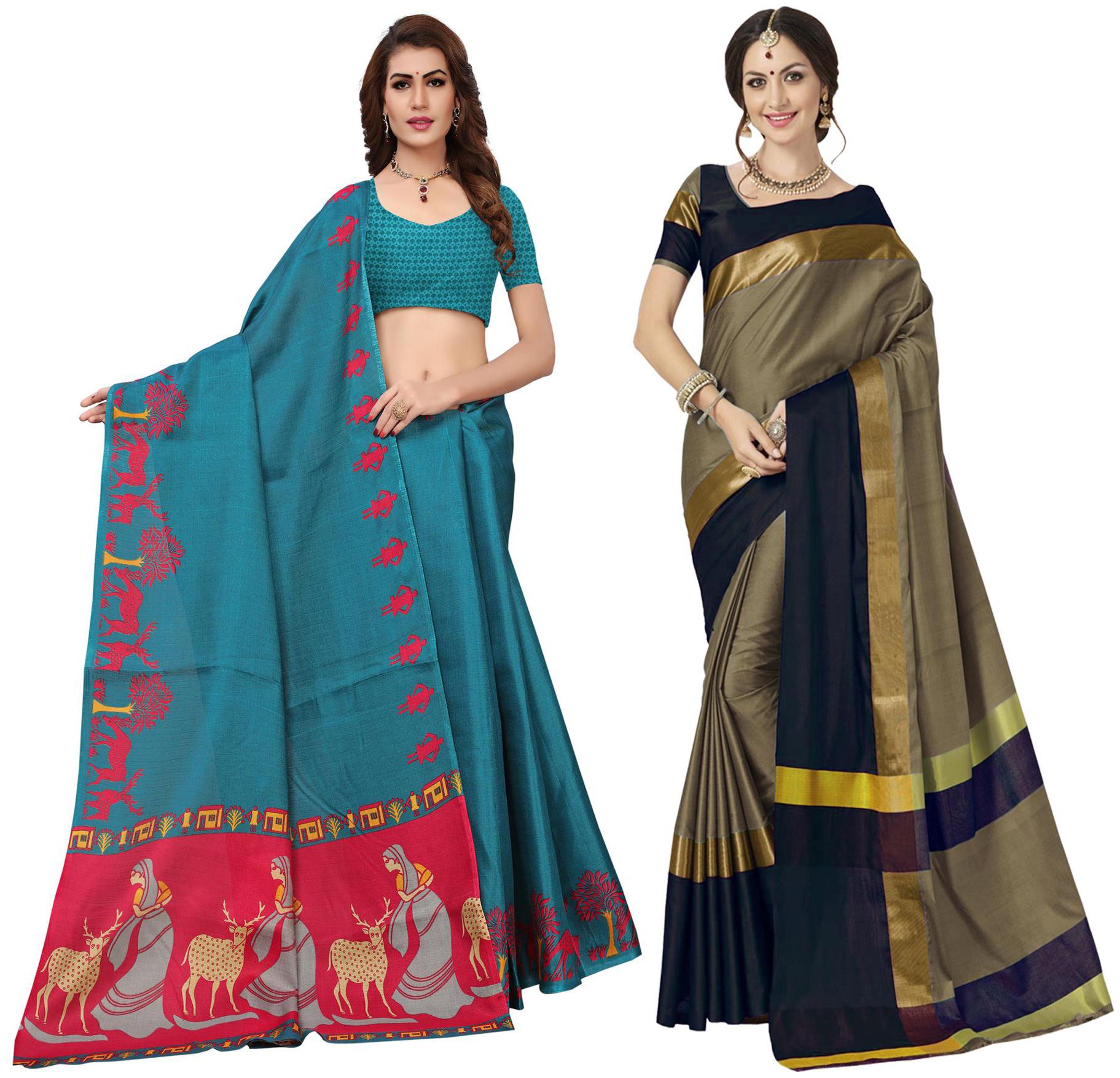 Indian Beauty Women s Multi Color Art Cotton Blend Silk Printed Saree With Blouse Piece (Pack of 2 Multi Color Free Size)
Indian Beauty Women s Multi Color Art Cotton Blend Silk Printed Saree With Blouse Piece (Pack of 2 Multi Color Free Size)