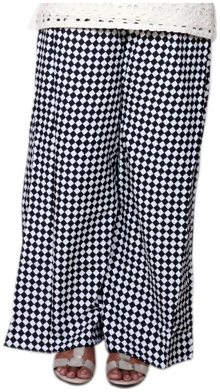 IndiWeaves Fashion Women White Black Polyester Blend Palazzo
