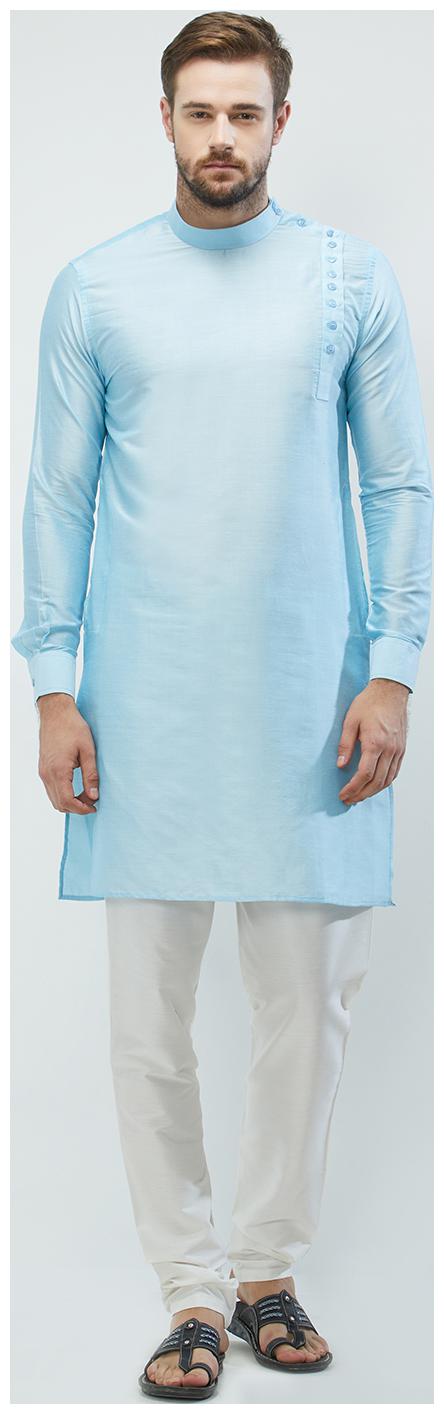 irin Sky Blue Poly Viscose Full Sleeves Solid Mandarin Kurta Churidar Set For Men
irin Sky Blue Poly Viscose Full Sleeves Solid Mandarin Kurta Churidar Set For Men