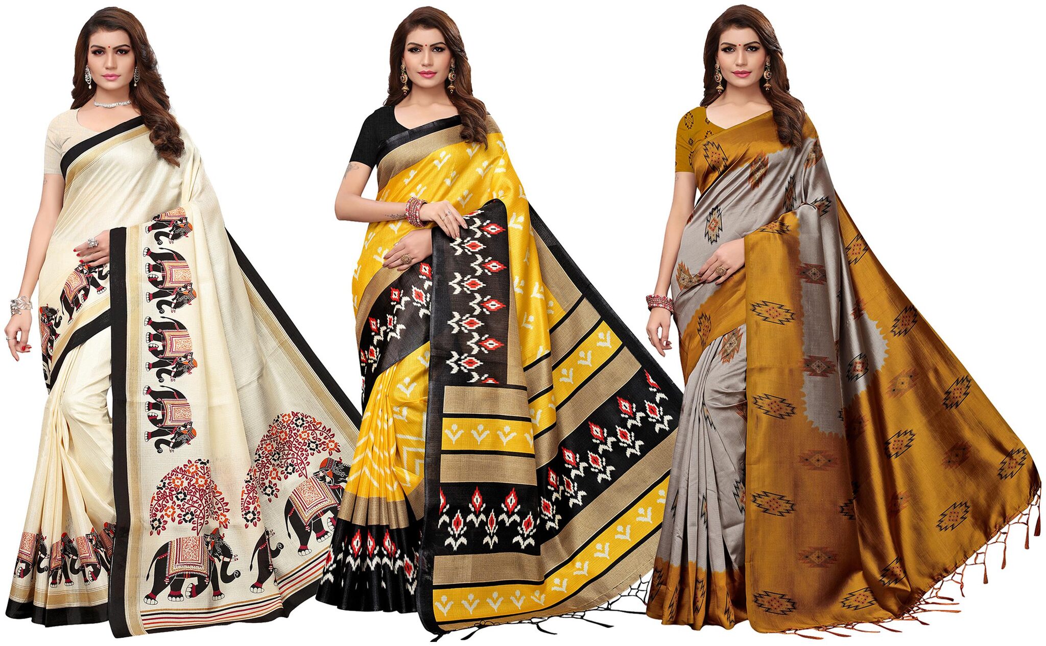 Ishin Combo Of 3 Poly Silk Multicolor Printed Women Saree
Ishin Combo Of 3 Poly Silk Multicolor Printed Women Saree
