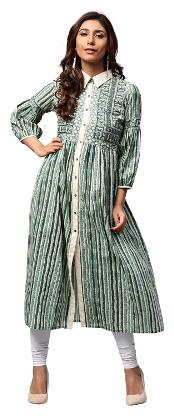 Jaipur Kurti Women Olive Striped A-Line Cotton Kurta
Jaipur Kurti Women Olive Striped A-Line Cotton Kurta