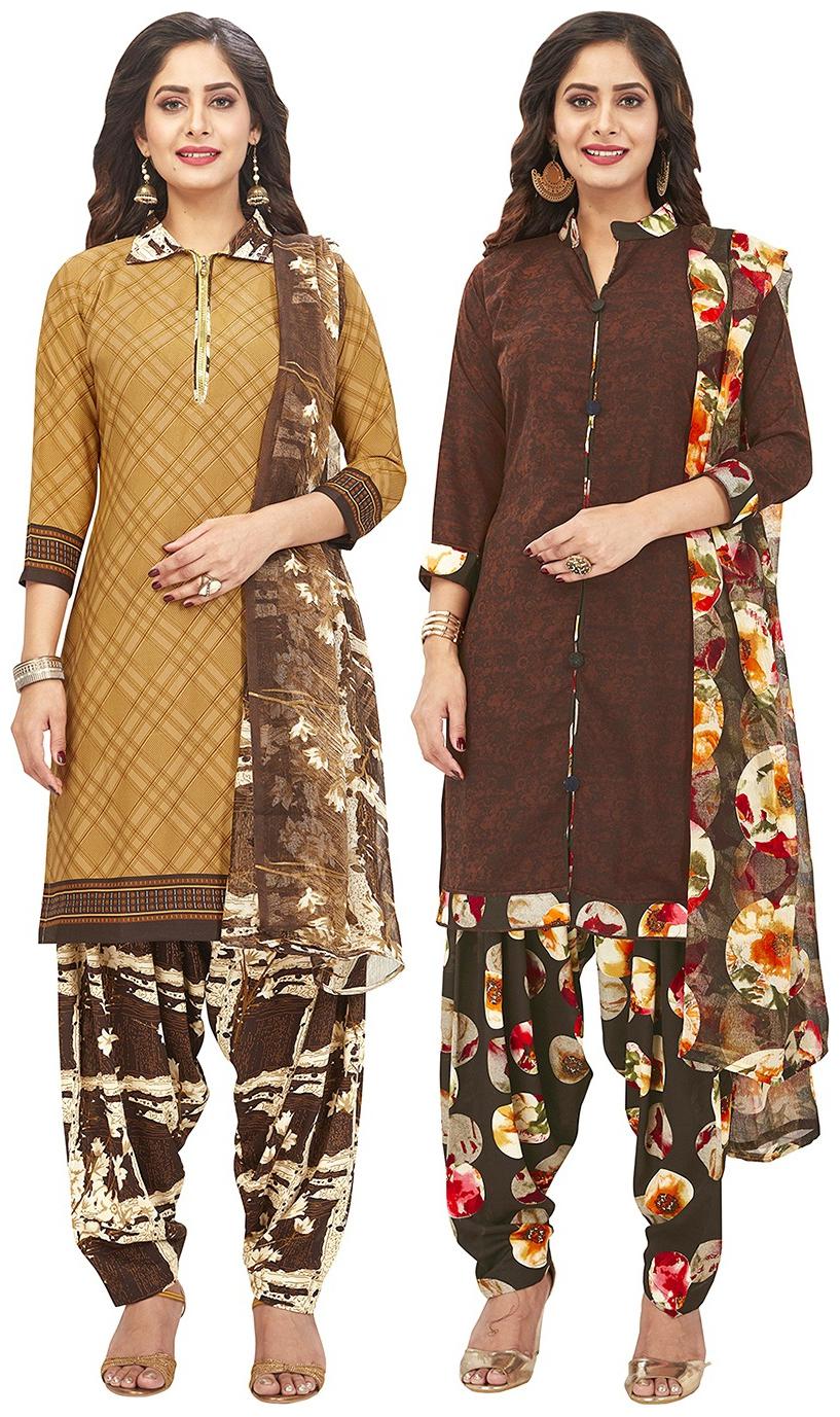 Jevi Prints Brown Unstitched Kurta with bottom dupatta With dupatta Dress Material 
Jevi Prints Brown Unstitched Kurta with bottom dupatta With dupatta Dress Material
