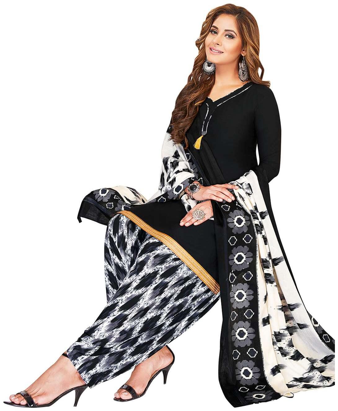 Jevi Prints Women s Unstitched Synthetic Crepe Black White Solid Printed Salwar Suit Dupatta Material
Jevi Prints Women s Unstitched Synthetic Crepe Black White Solid Printed Salwar Suit Dupatta Material