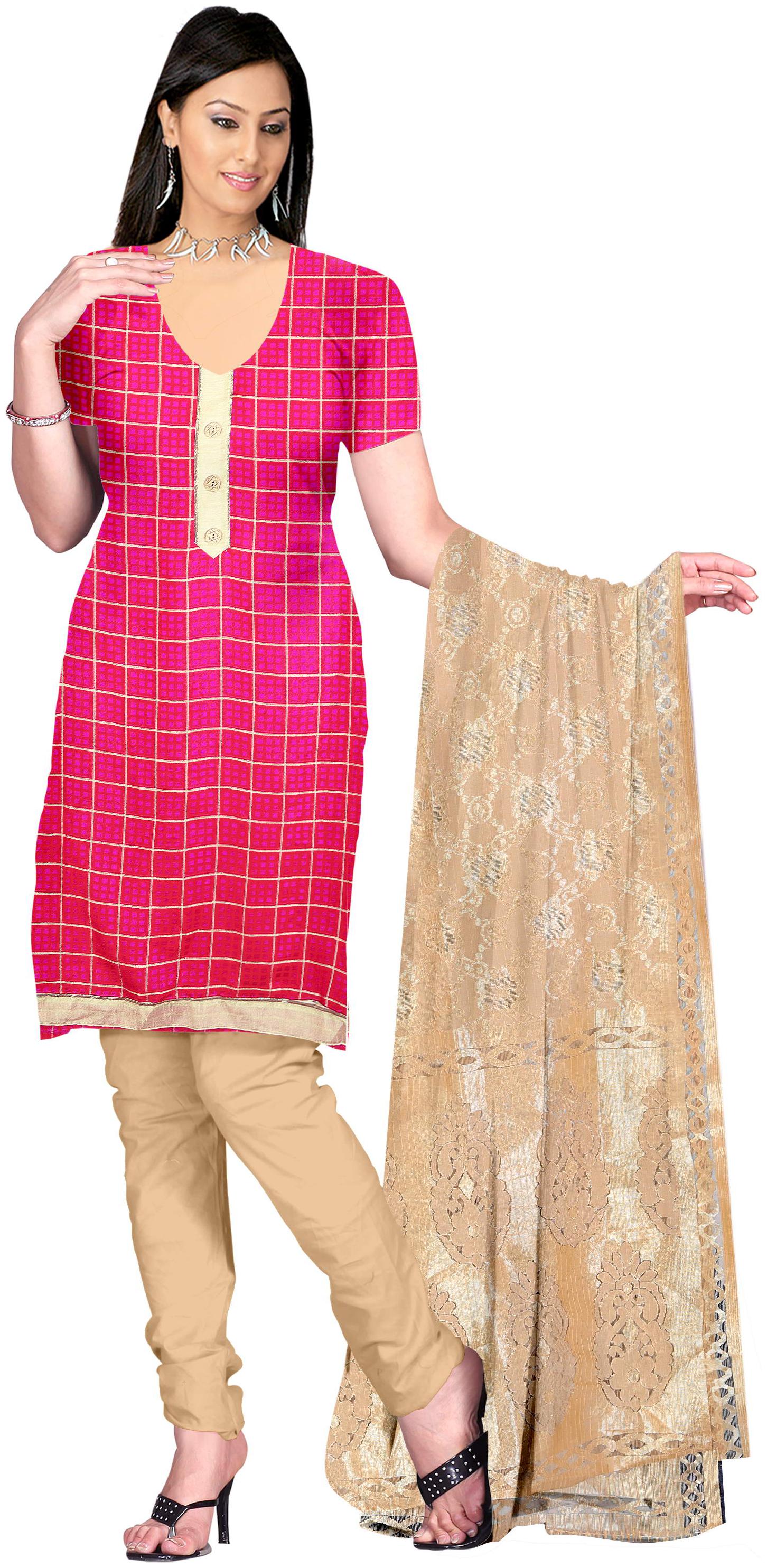 Jheenu Women S Pink And Beige Cotton Unstitched Dress Materials
Jheenu Women S Pink And Beige Cotton Unstitched Dress Materials