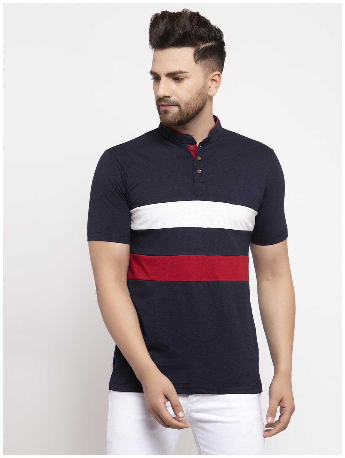 Kalt Men Navy blue Regular fit Cotton Blend Mandarin collar T-Shirt - Pack Of 1
Kalt Men Navy blue Regular fit Cotton Blend Mandarin collar T-Shirt - Pack Of 1