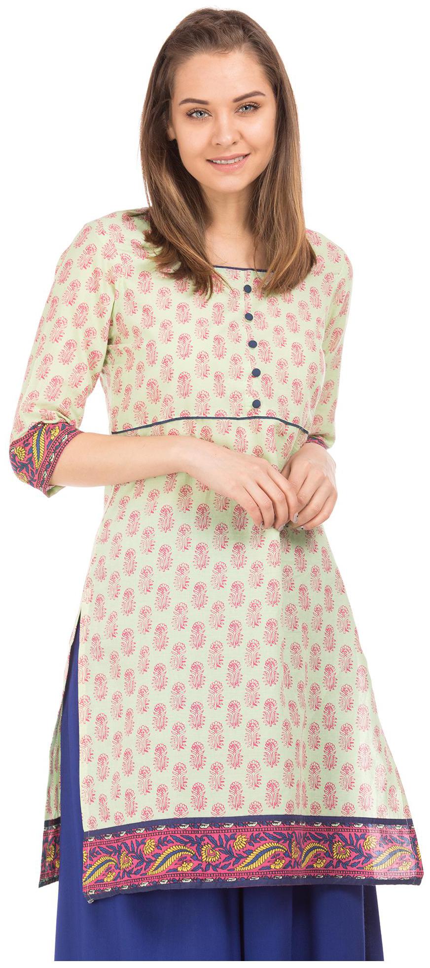 Karigari Women Green Printed Straight Kurta