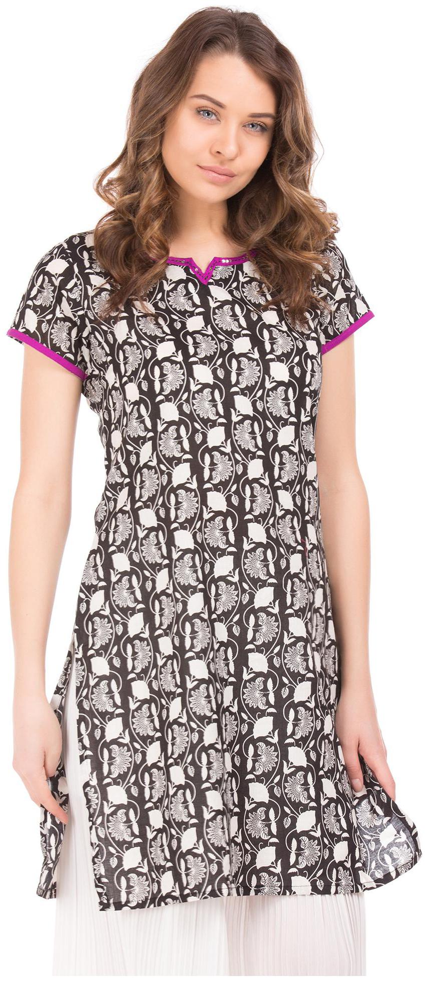 Karigari Women Black Printed Straight Kurta 
Karigari Women Black Printed Straight Kurta