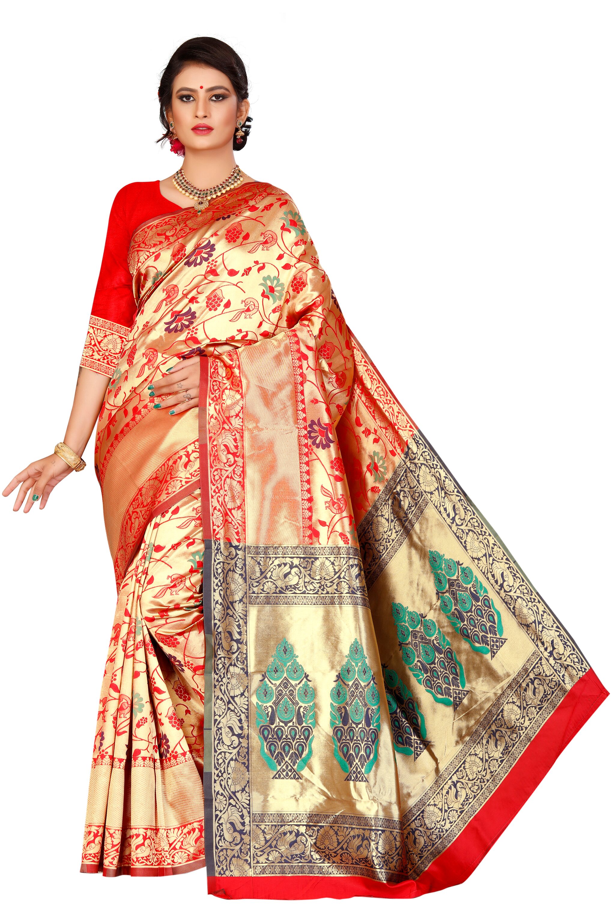 KF Collection Women Jacquard Peacock Vine Woven Designed Saree With Unstitched Blouse Piece (Multi)
KF Collection Women Jacquard Peacock Vine Woven Designed Saree With Unstitched Blouse Piece (Multi)