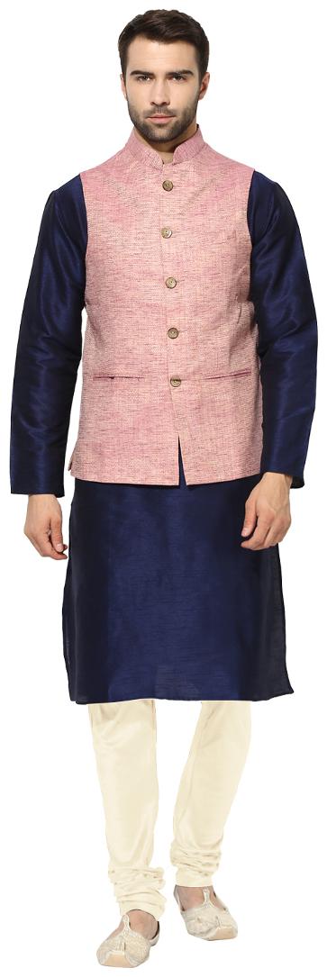 Kisah Men s Benarasi Cotton Silk Pink - Jute Look Waistcoat with Kurta and Churidar Set
Kisah Men s Benarasi Cotton Silk Pink - Jute Look Waistcoat with Kurta and Churidar Set