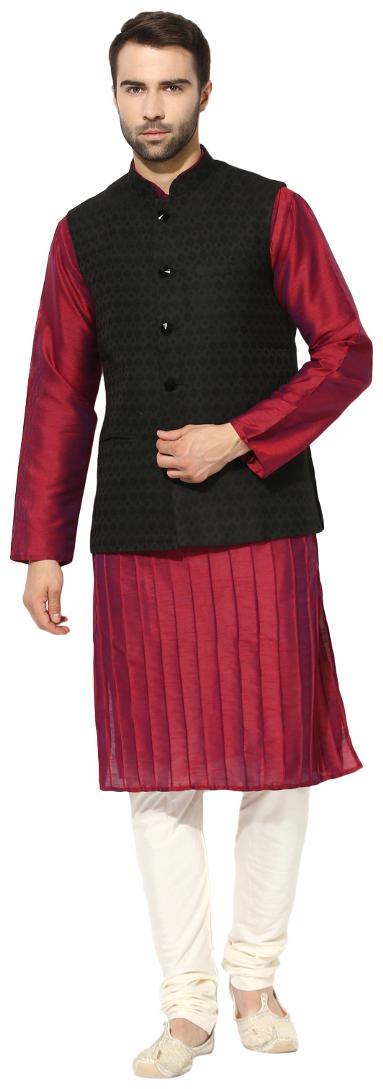 Kisah Men s Benarasi Cotton Silk Self Design Waistcoat with Kurta and Churidar Set
Kisah Men s Benarasi Cotton Silk Self Design Waistcoat with Kurta and Churidar Set