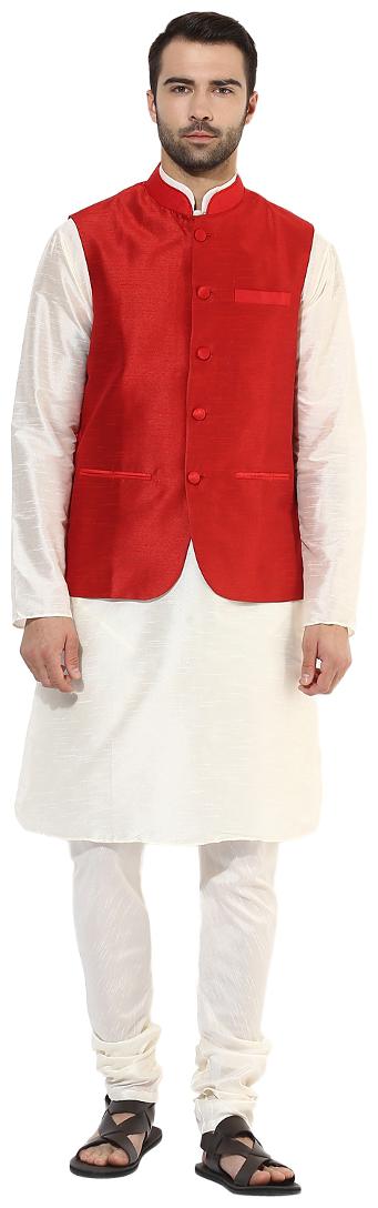 Kisah Men s Benarasi Cotton Silk Self Design Waistcoat with Kurta and Churidar Set
Kisah Men s Benarasi Cotton Silk Self Design Waistcoat with Kurta and Churidar Set