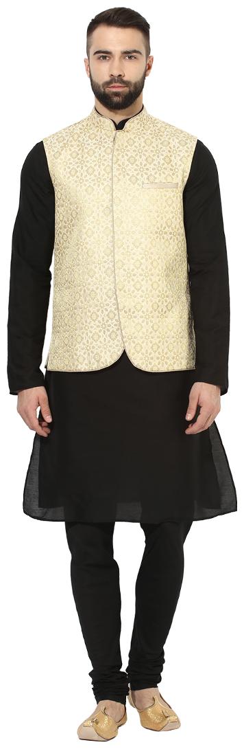 Kisah Men s Benarasi Cotton Silk Self Design Waistcoat with Kurta and Churidar Set
Kisah Men s Benarasi Cotton Silk Self Design Waistcoat with Kurta and Churidar Set
