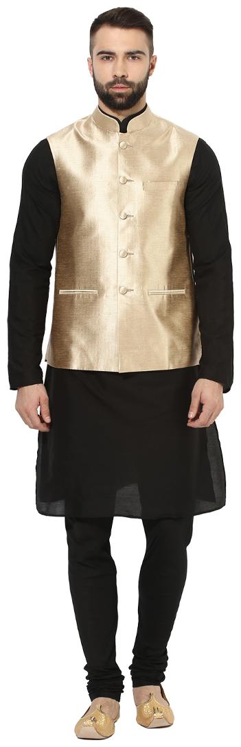 Kisah Men s Benarasi Cotton Silk Self Design Waistcoat with Kurta and Churidar Set
Kisah Men s Benarasi Cotton Silk Self Design Waistcoat with Kurta and Churidar Set