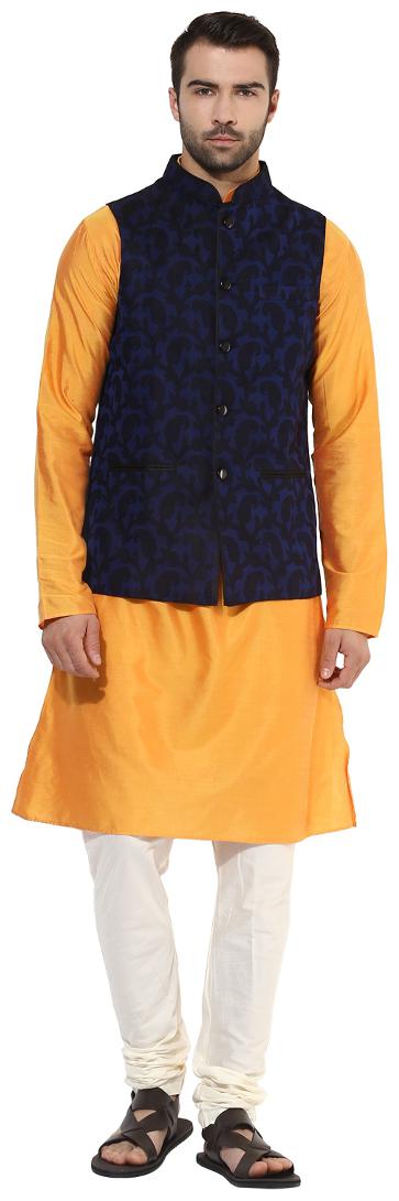 Kisah Men s Benarasi Cotton Silk Self Design Waistcoat with Kurta and Churidar Set
Kisah Men s Benarasi Cotton Silk Self Design Waistcoat with Kurta and Churidar Set
