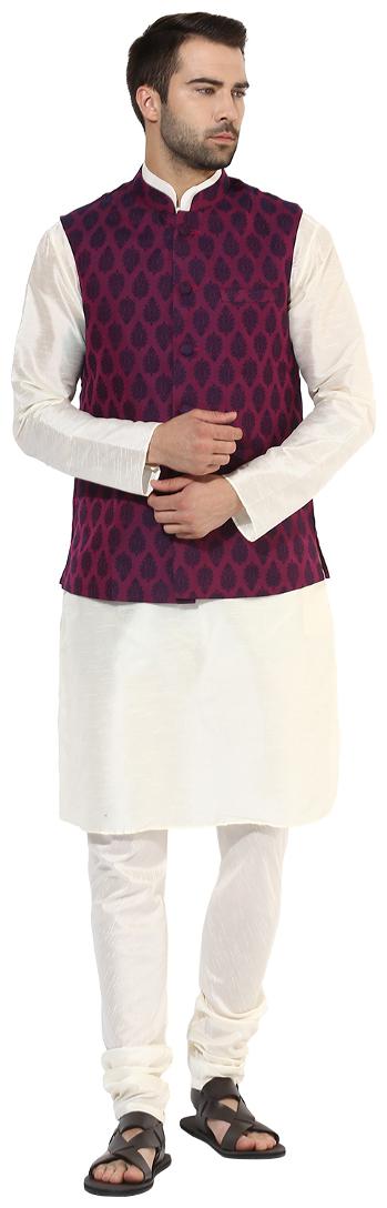 Kisah Men s Benarasi Cotton Silk Self Design Waistcoat with Kurta and Churidar Set
Kisah Men s Benarasi Cotton Silk Self Design Waistcoat with Kurta and Churidar Set