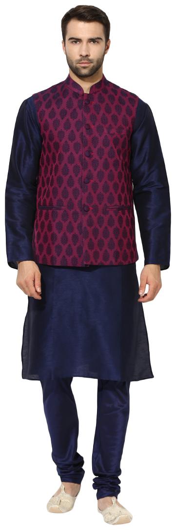 Kisah Men s Benarasi Cotton Silk Self Design Waistcoat with Kurta and Churidar Set
Kisah Men s Benarasi Cotton Silk Self Design Waistcoat with Kurta and Churidar Set
