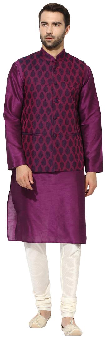 Kisah Men s Benarasi Cotton Silk Self Design Waistcoat with Kurta and Churidar Set
Kisah Men s Benarasi Cotton Silk Self Design Waistcoat with Kurta and Churidar Set