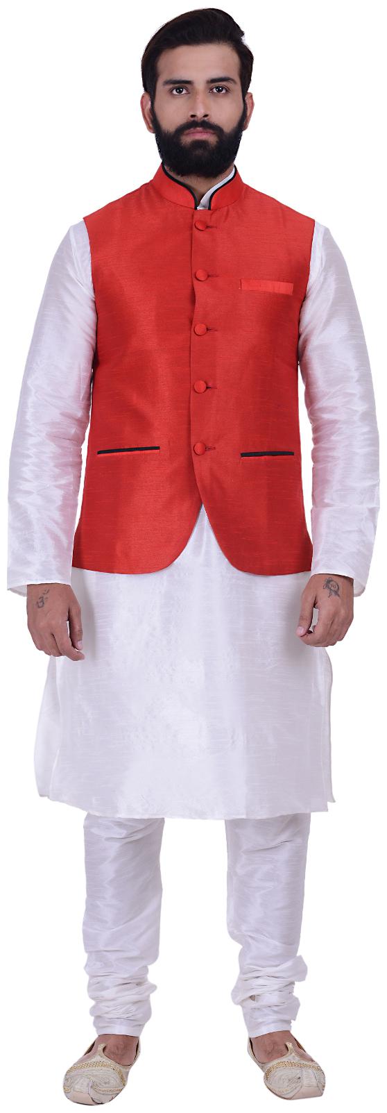 Kisah Men s Benarasi Cotton Silk Self Design Waistcoat with Kurta and Churidar Set
Kisah Men s Benarasi Cotton Silk Self Design Waistcoat with Kurta and Churidar Set