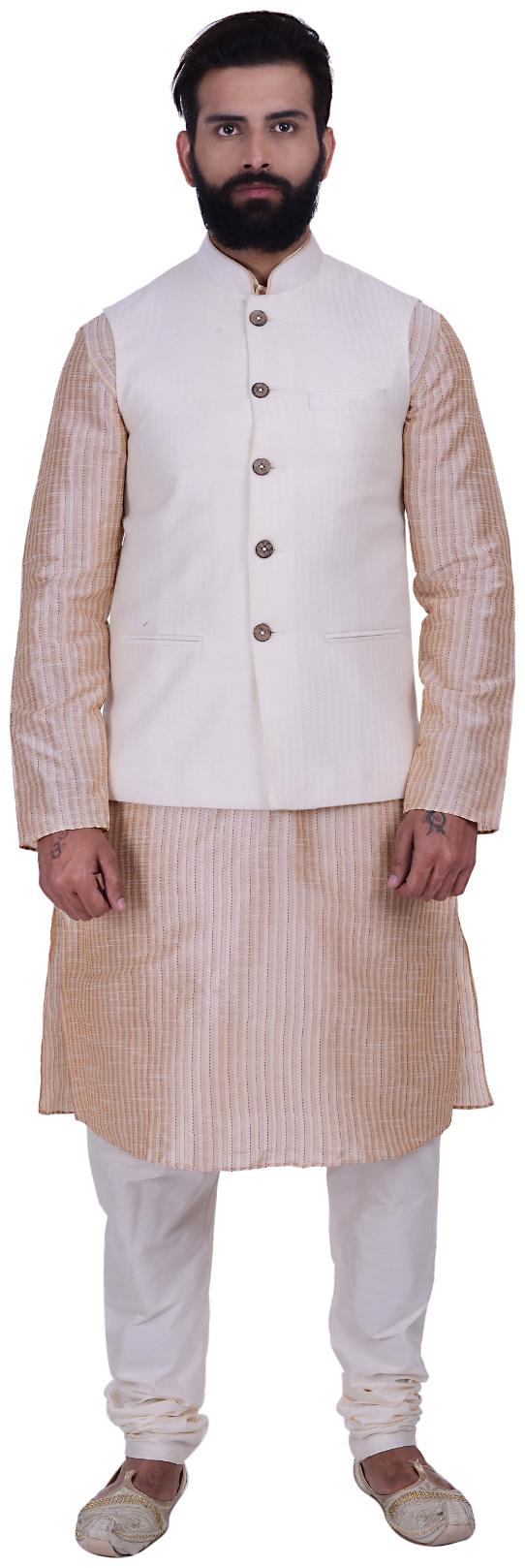 Kisah Men s Benarasi Cotton Silk Self Design Waistcoat with Kurta and Churidar Set
Kisah Men s Benarasi Cotton Silk Self Design Waistcoat with Kurta and Churidar Set