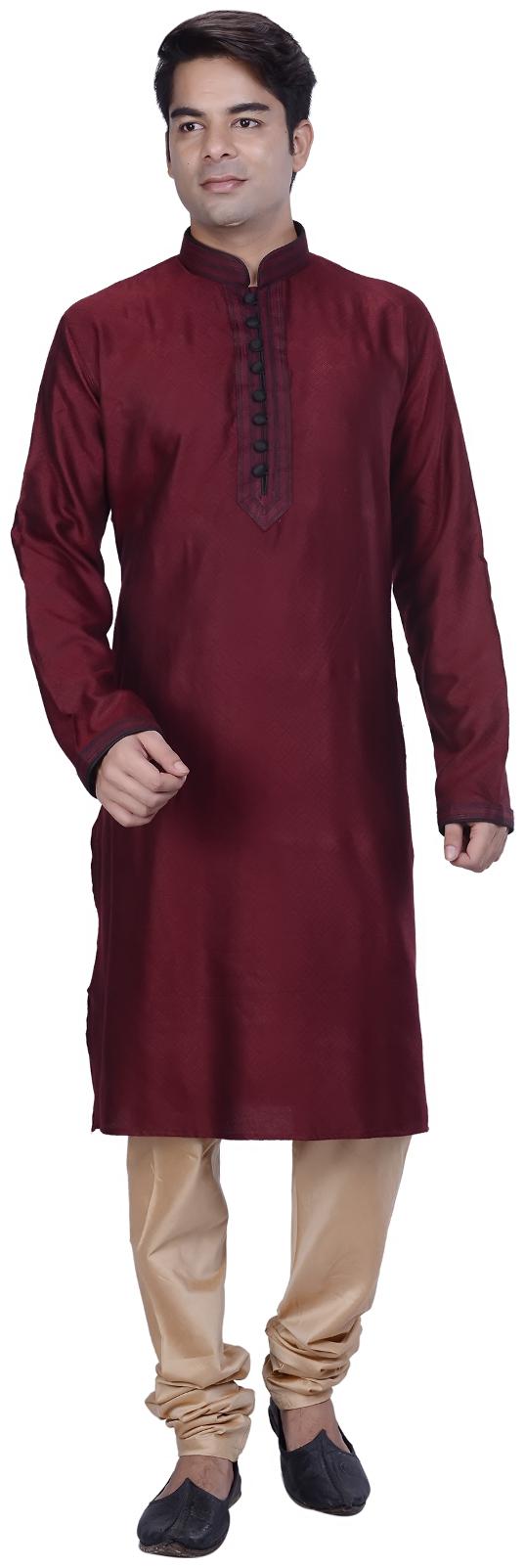 Kisah Men s Maroon Embroidered Long Jaquard Cotton Silk Kurta Churidar Set
Kisah Men s Maroon Embroidered Long Jaquard Cotton Silk Kurta Churidar Set