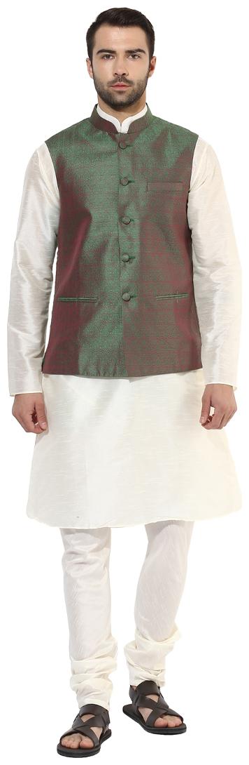 Kisah Men s Benarasi Cotton Silk Self Design Waistcoat with Kurta and Churidar Set
Kisah Men s Benarasi Cotton Silk Self Design Waistcoat with Kurta and Churidar Set