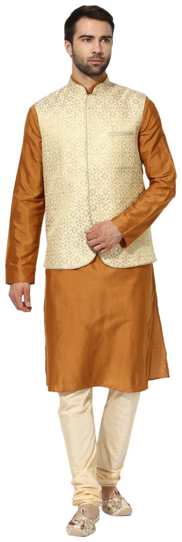 Kisah Men s Benarasi Cotton Silk Self Design Waistcoat with Kurta and Churidar Set
Kisah Men s Benarasi Cotton Silk Self Design Waistcoat with Kurta and Churidar Set