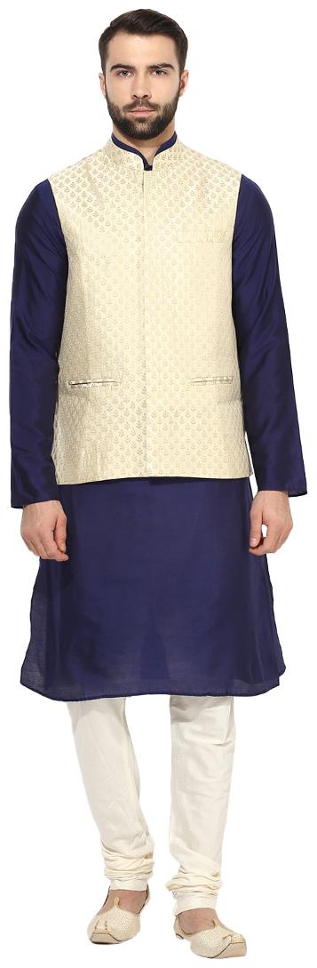 Kisah Men s brocade cotton Silk Self Design Waistcoat with Kurta and Churidar Set
Kisah Men s brocade cotton Silk Self Design Waistcoat with Kurta and Churidar Set