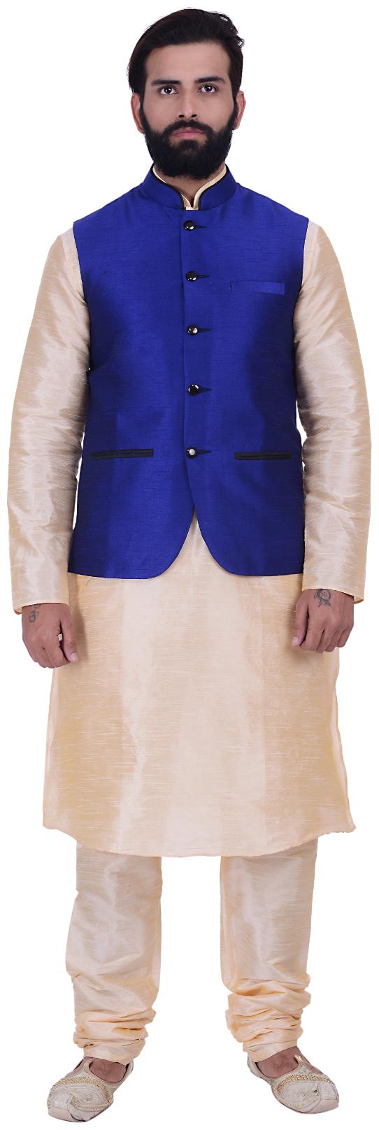 Kisah Men s Benarasi Cotton Silk Self Design Waistcoat with Kurta and Churidar Set
Kisah Men s Benarasi Cotton Silk Self Design Waistcoat with Kurta and Churidar Set