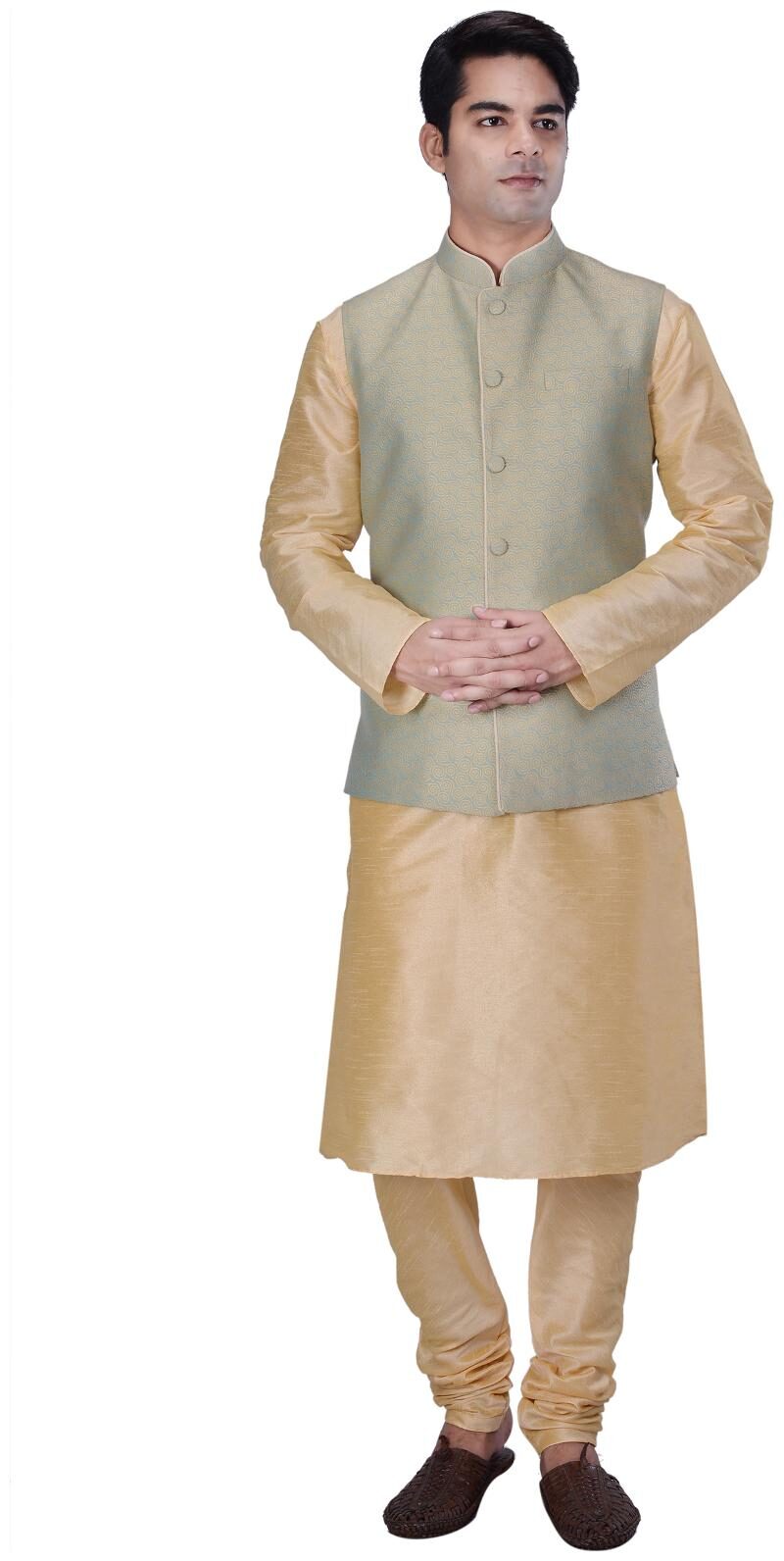 Kisah Men s Beige Silk Blend Kurta And Churidar With Green Cotton Silk Nehru Jacket
Kisah Men s Beige Silk Blend Kurta And Churidar With Green Cotton Silk Nehru Jacket